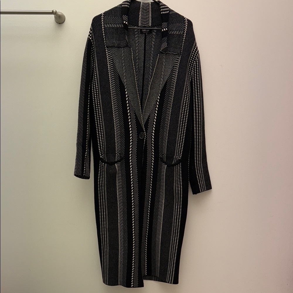 Striped Black and Gray Women's Cartigan